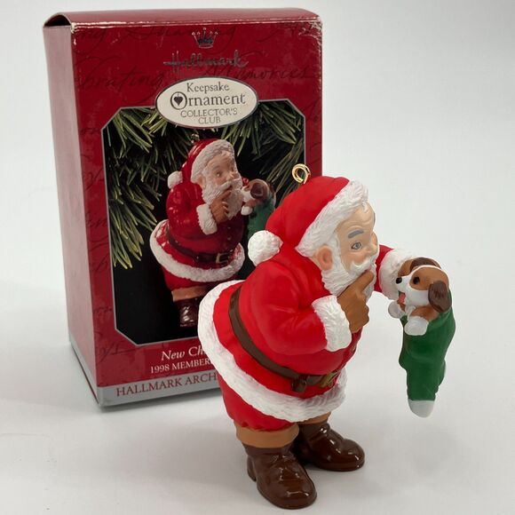 VTG '98 Membership Hallmark Keepsake Ornament "New Christmas Friend" Santa & Dog - Picture 1 of 9